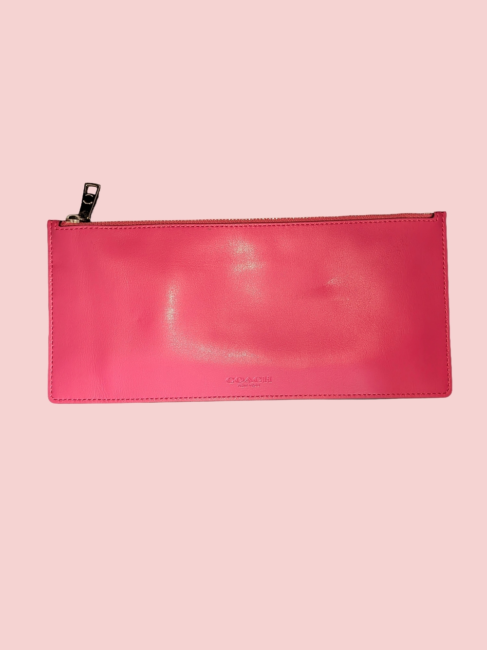 Coach Hot Pink Leather Zip Pouch